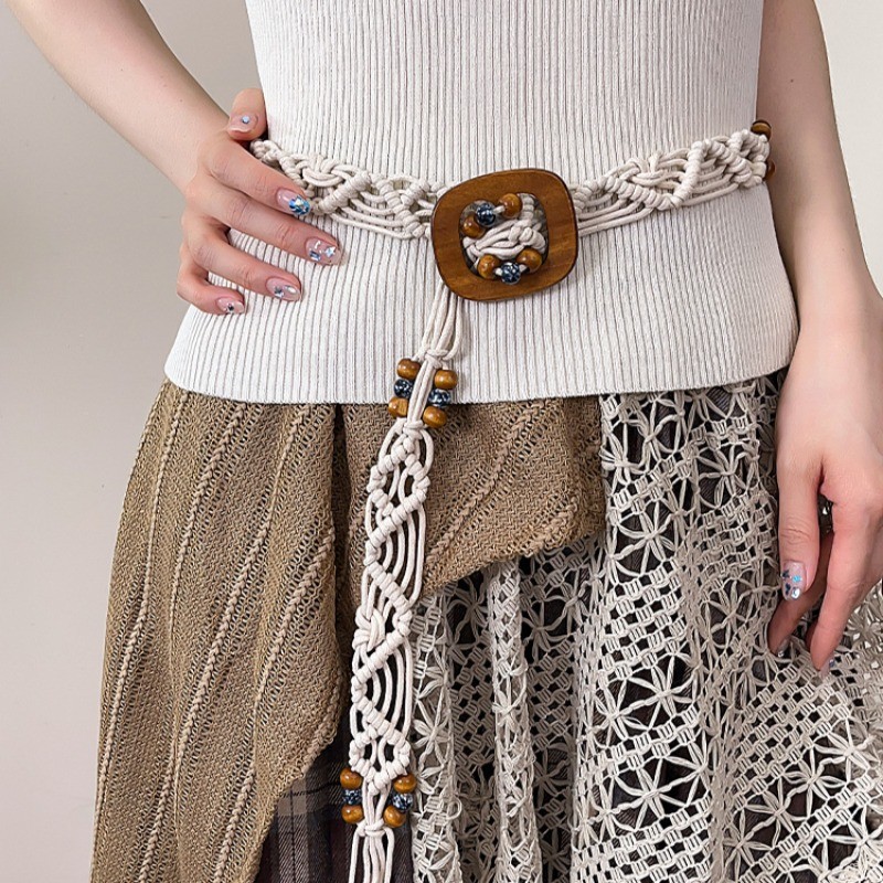 Thắt lưng phong cách Bohemian vỏ bện, thời trang