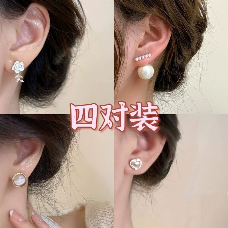 Bông tai ngọc trai thiết kế Niche ins Tính khí Bông tai sang trọng nhẹ cao cấp
