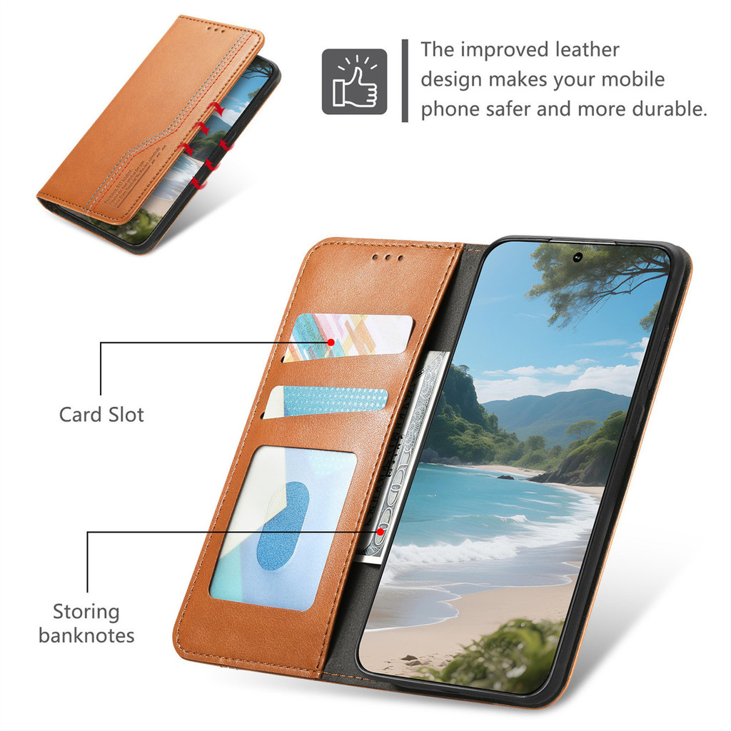 Retro Da Lật Ví Khe Cắm Thẻ Ốp Lưng Điện Thoại Samsung Galaxy S25 Edge Ultra S24 FE A55 A35 A25 A15 A05 A06 A16 A26 A56 A36