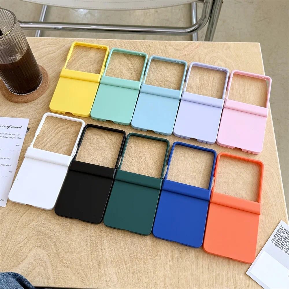 Vỏ bảo vệ bản lề Macaron màu trơn cho Samsung Galaxy Z Flip 7 6 5 4 3 Flip7 Flip6 Flip5 Vỏ cứng