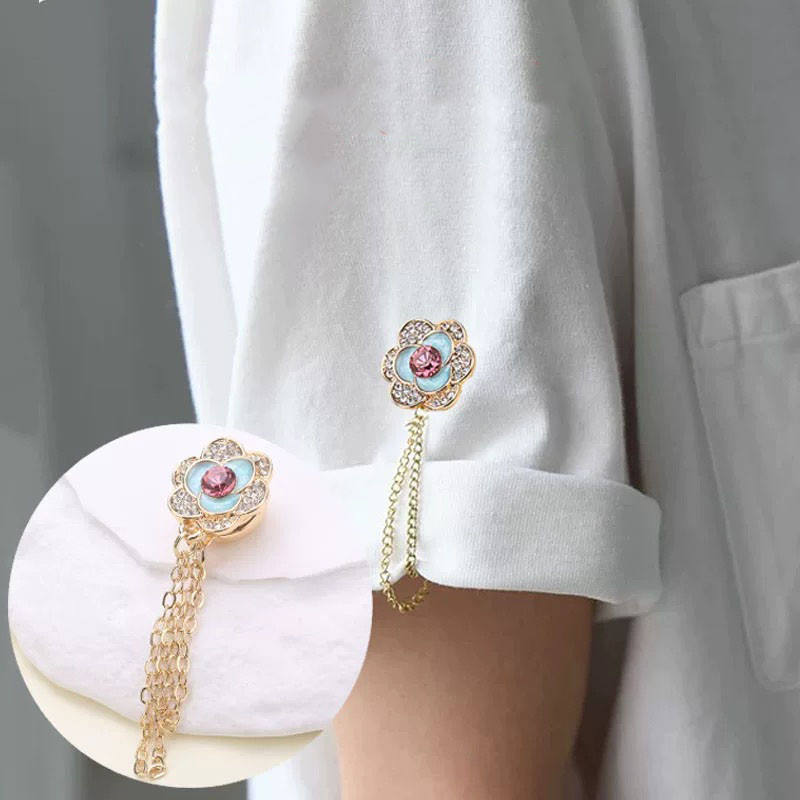 Nút điều chỉnh cố định dây chuyền hoa kim cương giả mới