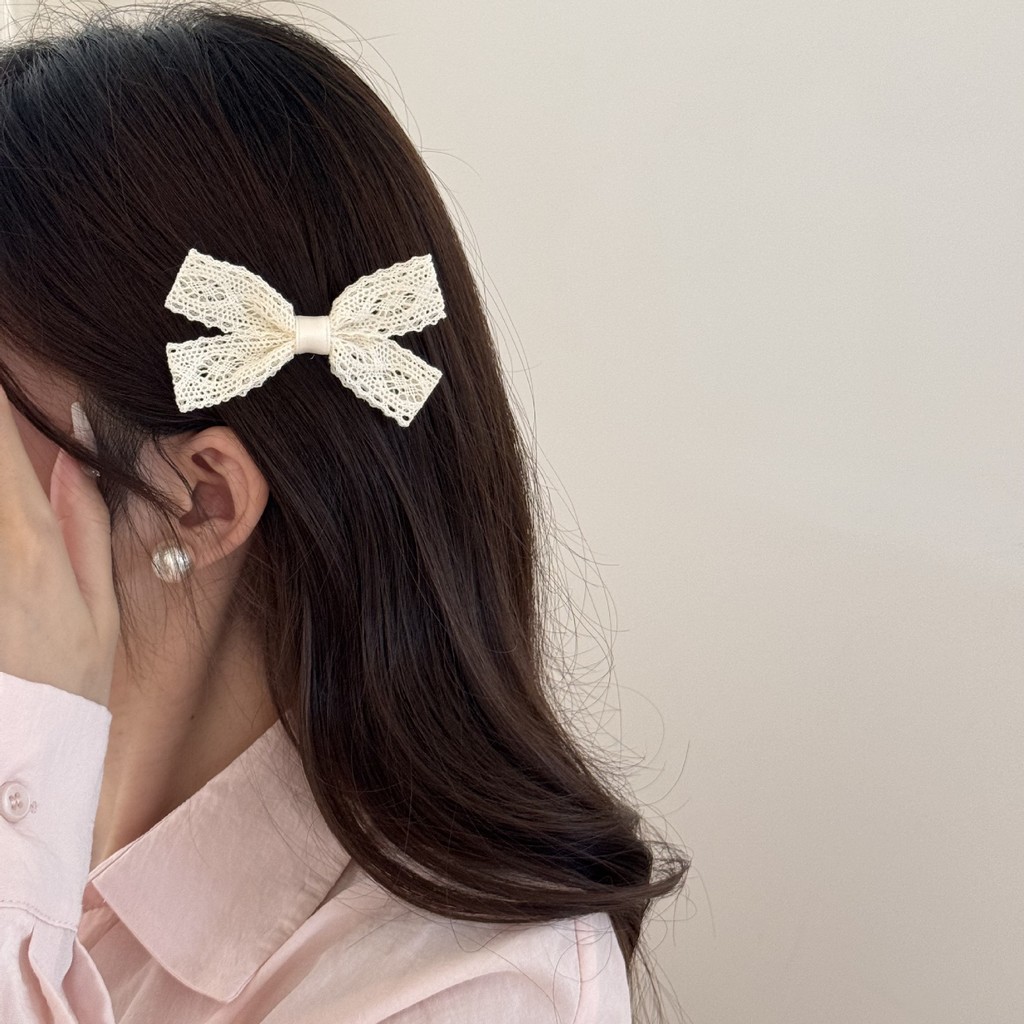 Kẹp tóc nơ ren thanh lịch cho nữ