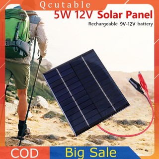 Pin năng lượng mặt trời 5W 12V có cáp kẹp Bộ sạc bảng điều khiển năng lượng mặt trời để sạc pin 9-12V
