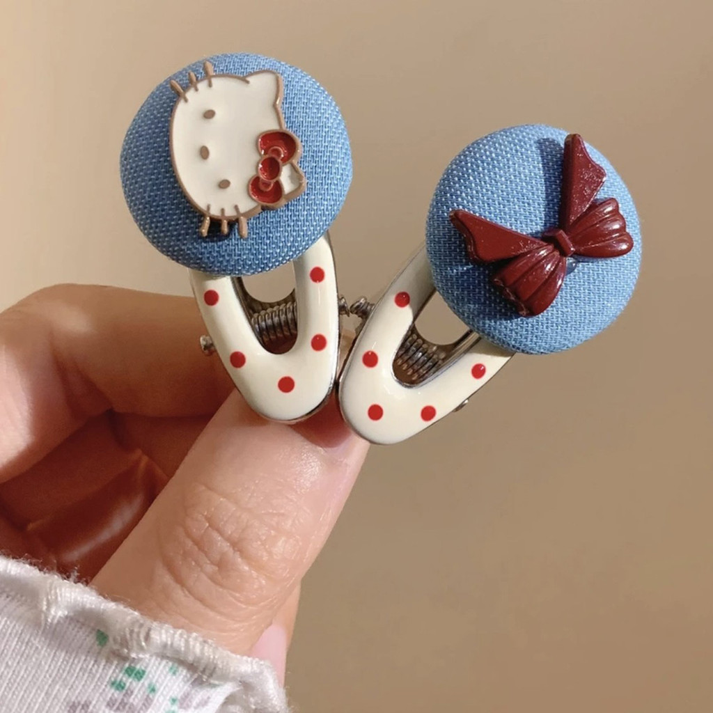 Thời Trang Mèo Kitty Nơ Denim Kẹp Tóc Nữ Quà Tặng Học Sinh