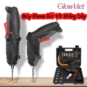 Máy Khoan Bắt Vít Không Dây - 47 Phụ Kiện Đa Năng, Lực Siết Mạnh, Xoay 90° , Tặng Kèm Sạc + Hộp