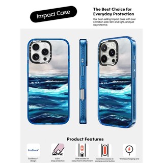 CASECASE X Tide Case Sky Blue Color Clear Hard Từ Hút Tác Động Dành Cho Apple IPhone 12 13 14 15 16 Pro Max Plus Có Hộp