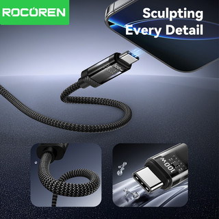 Cáp Rocoren 100W Type C sang USB C PD 3.0 Sạc nhanh 4.0 Loại sạc nhanh C sang TypeC Dây cho iPhone 16 Samsung