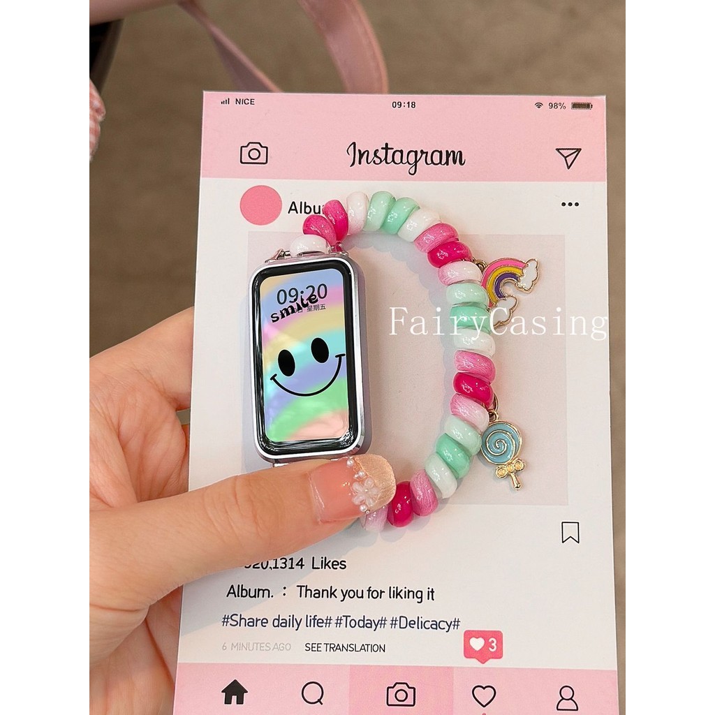 Dây đeo cuộn dây đàn hồi bằng nhựa đầy màu sắc cho Huawei Band 11 pro 10 9 8 7 6 Vòng đeo tay thay thế Honor Band 9 Phụ kiện
