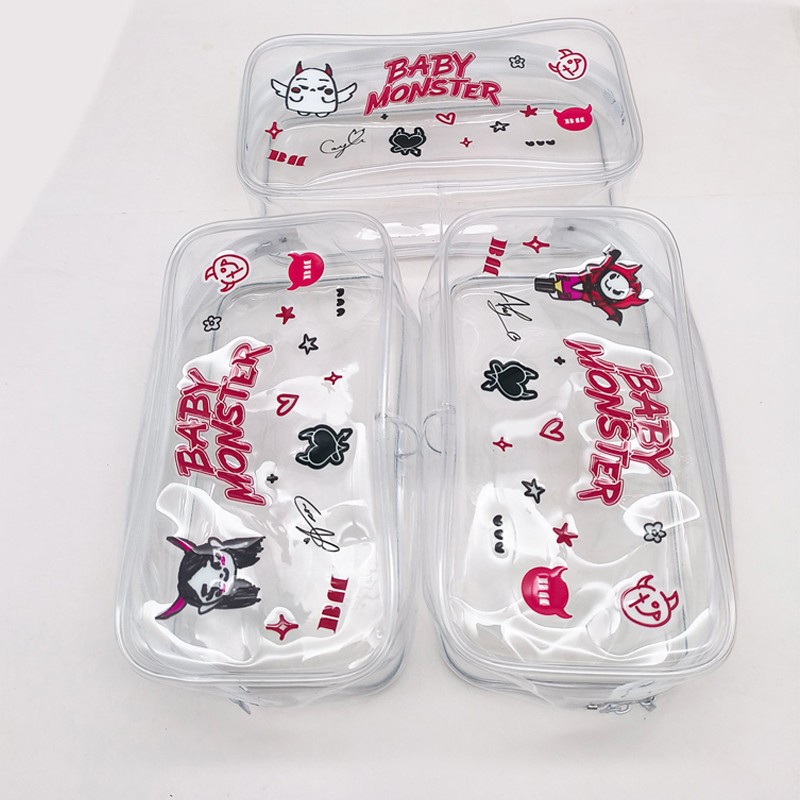HT3 BABYMONSTER Hộp Đựng Bút Chì XEM BẠN CÓ Túi Văn Phòng Phẩm PVC Dung Tích Lớn Du Lịch Túi Trang Điểm Di Động TH3