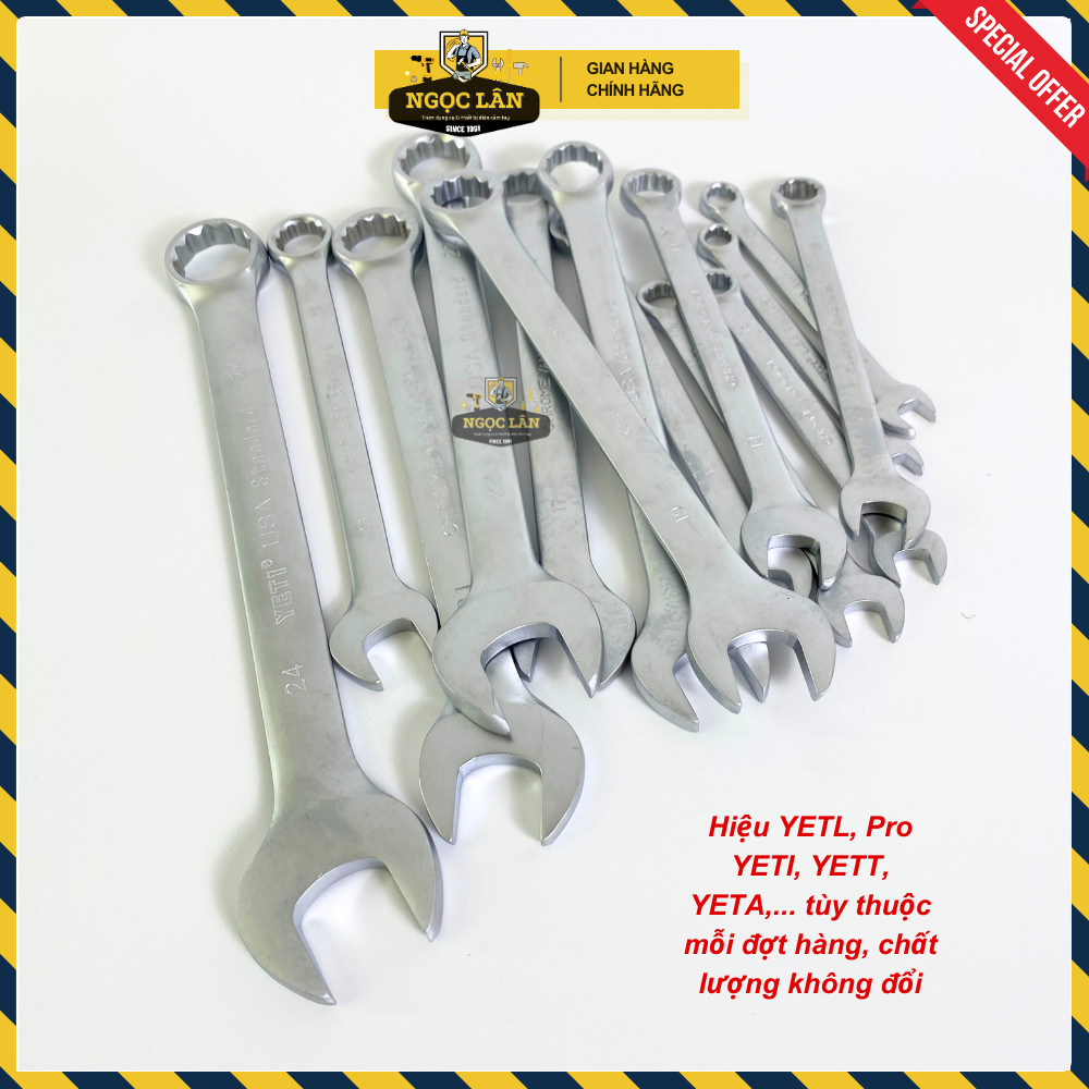 [Hàng đẹp] Bộ cờ lê vòng miệng YETL 8-24mm vặn ốc, bulong thép dày dặn CRV chất lượng