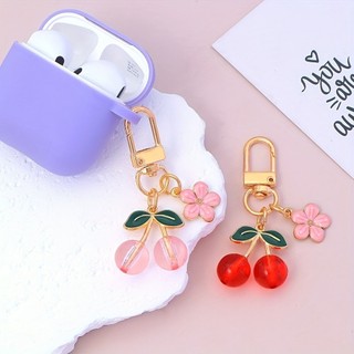 Móc khóa hoa anh đào 3D thanh lịch - Mặt dây chuyền nhựa sành điệu với dây chuyền kim loại hình vàng, hoàn hảo cho túi xách & túi xách, phụ kiện thời trang|Móc khóa thanh lịch|Xây dựng hợp kim