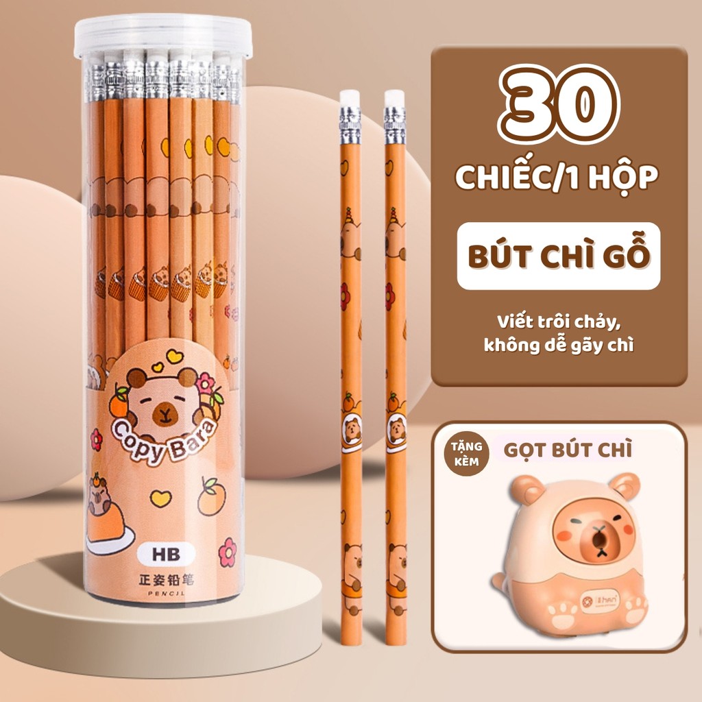 Bộ 30 Bút Chì Gỗ 2B Cho Học Sinh - In Hình Hoạt Hình Dễ Thương, Chất Lượng Cao, Không Gãy Ngòi