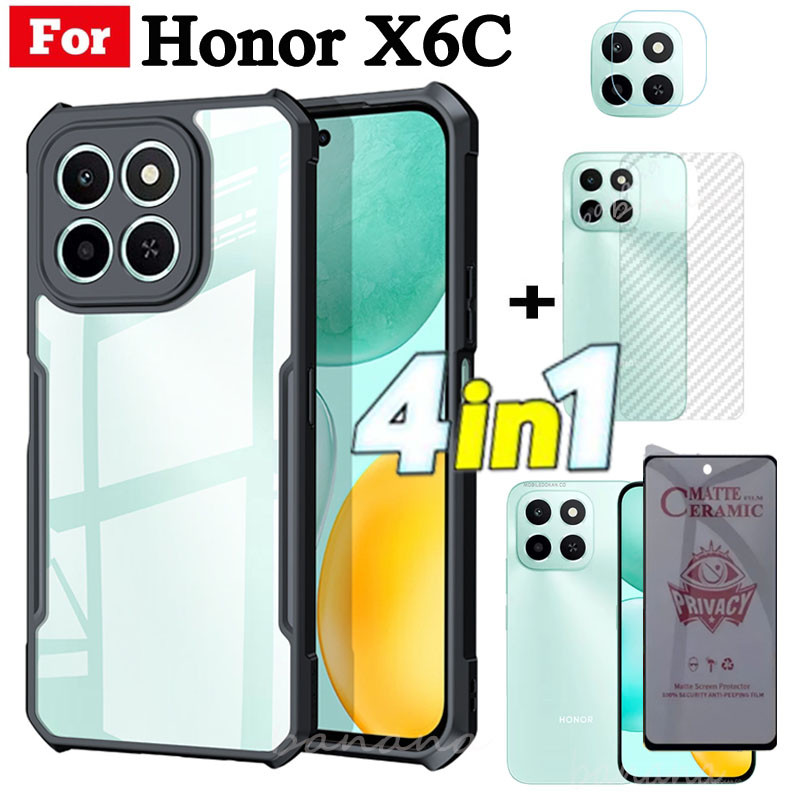 Ốp Điện Thoại Chống Sốc 4 Trong 1 Honor X6C Cho Honor X6B X7C X7B X8C X8B Bảo Vệ Toàn Diện Kính Cường Lực Bảo Vệ Màn Hình Và Phim Ống Kính Và Phim Mặt Sau