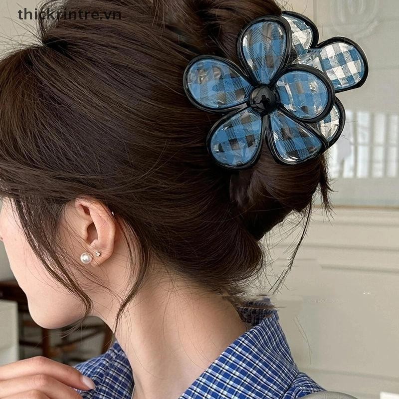 THI Retro Thiết Kế Hình Học Trong Suốt Kẻ Sọc Tóc Vuốt Kẹp Đơn Giản Thanh Lịch Cho Nữ Bé Gái Phụ Kiện Tóc VN