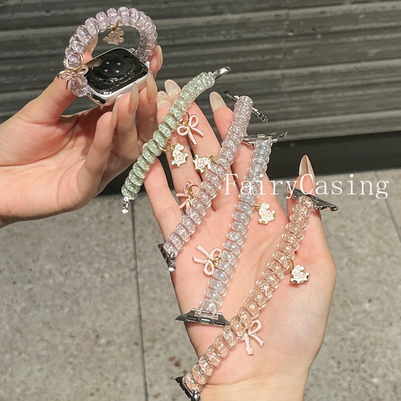 Dây đeo co giãn sáng bóng cho Apple Watch Series 10 46mm 42mm 40 44mm 45 38mm 9 8 7 6 5 cho vòng tay Iwatch Ultra2 49mm