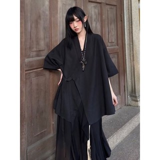 Áo sơ mi unisex cổ chữ Y cổ điển Trung Quốc, phù hợp mùa hè