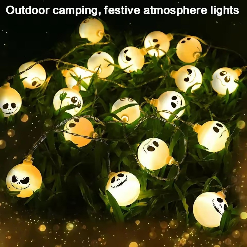 Dây đèn LED mặt ma Halloween 10 đèn LED hoạt động bằng pin, Trang trí tiệc kinh dị cho ngôi nhà ma ám / bữa tiệc Halloween, Đồ trang trí bằng nhựa dễ thương và đáng sợ