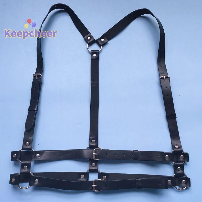 [Keepcheer] Dây nịt cho nam Dây nịt Dây đeo vai gợi cảm Bondage Quần lót ngực Quần áo Thắt lưng da Quần áo Phụ kiện kỳ lạ Mới