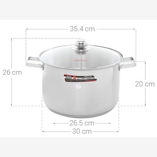Nồi inox 3 đáy nắp kiếng 30cm Happy Cook NC-30G - Inox 304, dùng tất cả loại bếp - Hàng chính hãng