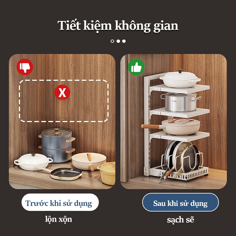 Lifinity Giá Đựng Nồi Thông Minh Điều Chỉnh Độ Cao - Thép Carbon Chống Rỉ, Phù Hợp Mọi Loại Nồi