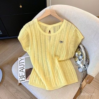 Áo sơ mi nữ nhẹ thoáng mùa hè, lưng cắt nơ, form ôm vừa vặn, tay ngắn