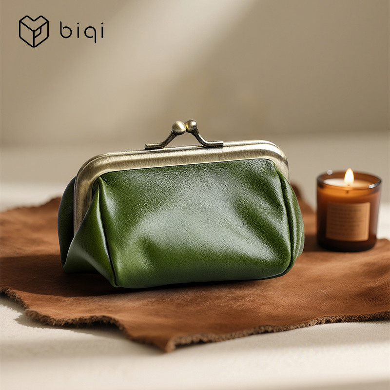 CASEGRACE Da Thật Chính Hãng Mini Hộp Trang Sức Di Động Vintage Lấy Cảm Hứng Từ Da Thật Ví Đựng Tiền Xu Hộp Đựng Trang Sức Có Khóa Nụ Hôn Mini Nhẫn Du Lịch Dành Cho Nữ Để Bảo Quản Bông Tai