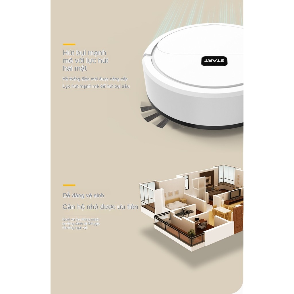 Robot quét Mini tự động-Máy hút bụi lười quét ba trong một, Máy làm sạch thông minh, Thiết yếu gia dụng