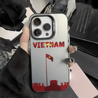 Ốp điện thoại cờ đỏ Việt Nam cho iPhone 11 / 16 thương hiệu iPhone 12 / 13 / 14 15 pro max IMD Vỏ bảo vệ chống rơi và chống sốc bằng bạc đầy màu sắc IMD