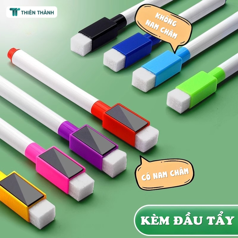 Bút Viết Bảng Trắng Chuyên Dụng - Bút Lông Mực Khô Nhanh, Nét Đều, Dễ Xóa Sạch, Kèm Nam Châm Tiện Lợi