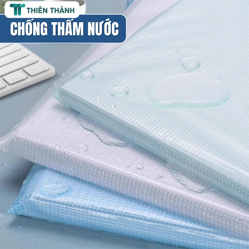 Túi Đựng Giấy Tờ A4 Trong Suốt - Túi Lưới Chống Thấm Nước Kèm Khóa Kéo, Tiện Lợi Lưu Trữ Tài Liệu, Hồ Sơ