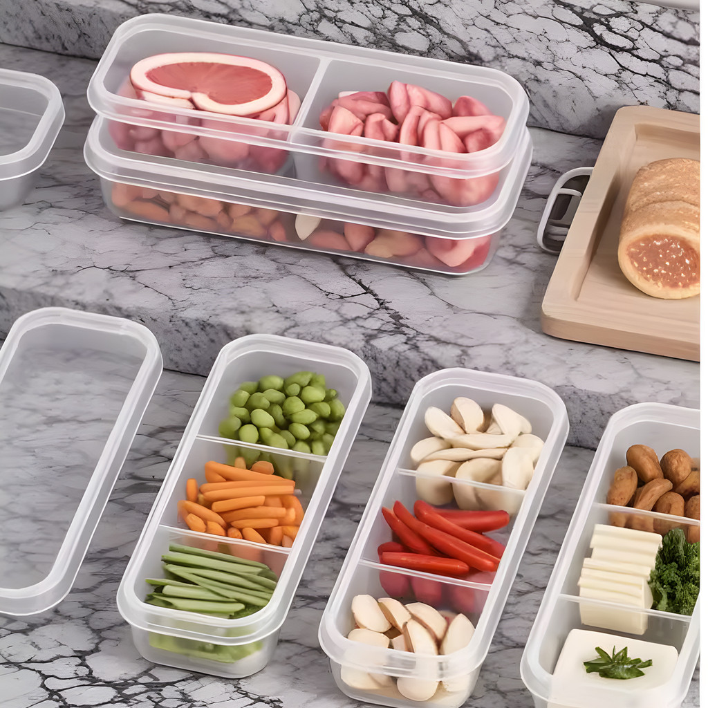 [H & L] 1 / 3 / 5 Hộp Bảo Quản Thực Phẩm Có Lưới Chia, Hộp Tủ Lạnh Trong Suốt Cho Rau Quả - Dụng Cụ Sắp Xếp Nhà Bếp Bền Đẹp & Dễ Dàng Làm Sạch