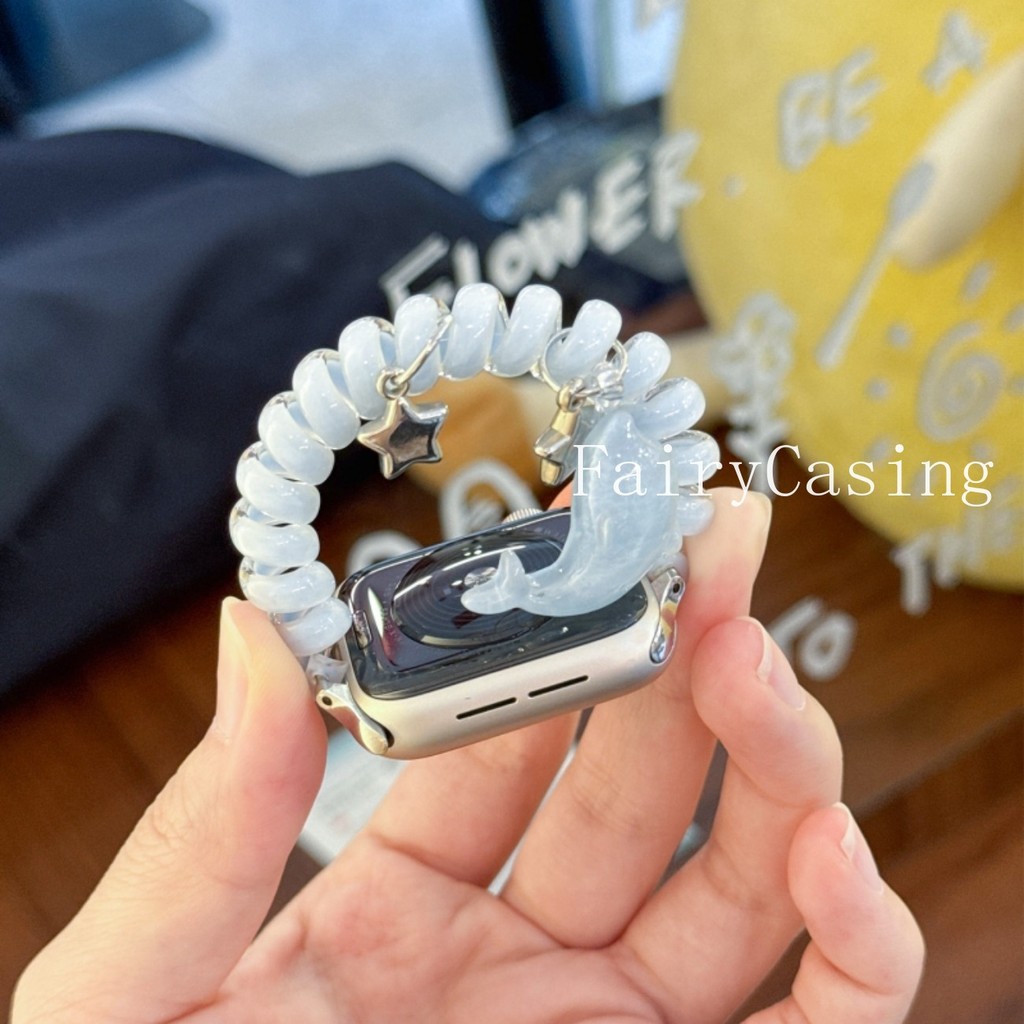 Dây đeo đàn hồi dễ thương cho Apple watch S10 46mm 44mm 42mm 41 45 49mm vòng đeo tay thay thế cho iWatch series SE 6 7 8 9