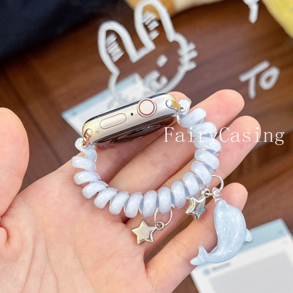 Dây đeo đàn hồi dễ thương cho Apple watch S10 46mm 44mm 42mm 41 45 49mm vòng đeo tay thay thế cho iWatch series SE 6 7 8 9