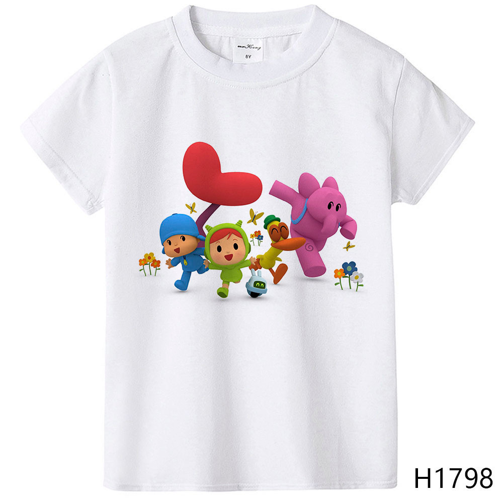 Mùa Hè Trẻ Em 2D Hoạt Hình Pocoyo In Áo Thun Ngộ nghĩnh Tay Ngắn Cho Bé Trai Bé Gái Dễ Thương Thời Trang Trẻ Em