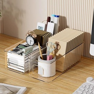 Hộp acrylic chứa đồ đa năng dáng dài tay cầm lỗ vuông 23x9x6.7cm ANGIHOME