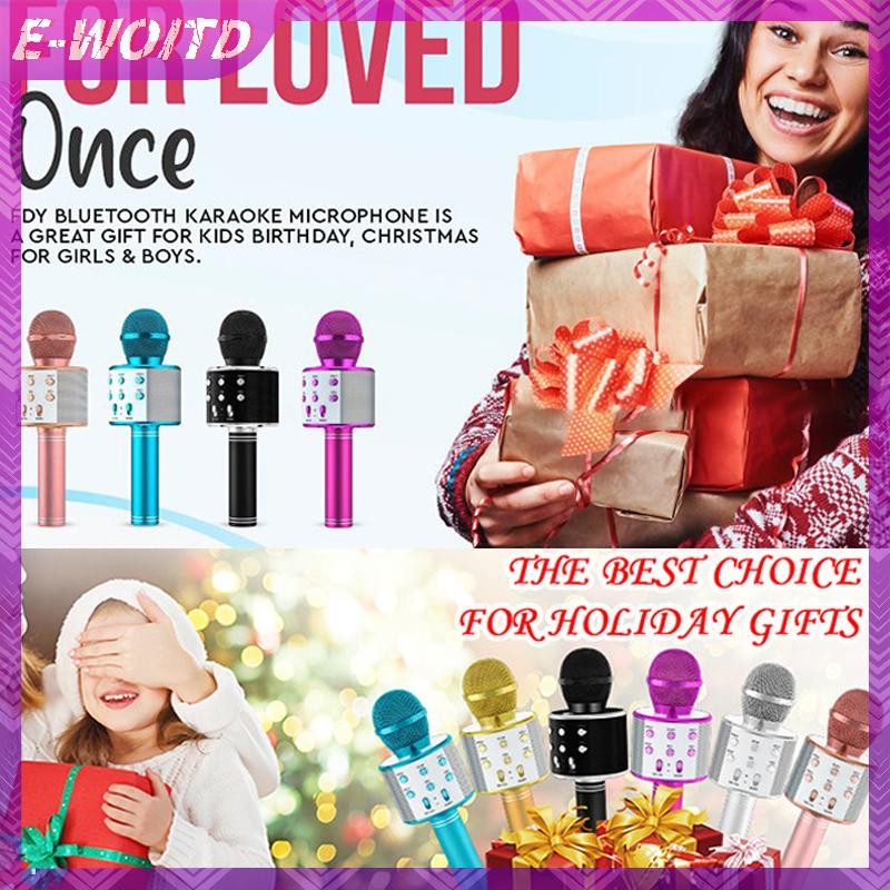 E-WOITD Karaoke Micro Không Dây Mic Cho Điện Thoại Di Động Làm Hát Condenser Mikrofon Blutooth Điện Thoại Thông Minh Micro DJ Âm Thanh HNVN