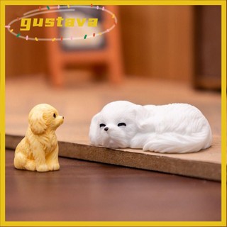 Bức tượng chó con hoạt hình GUSTAVA, Đồ thủ công bằng nhựa DIY Tượng nhỏ cho chó, Trang trí nhà búp bê Đồ trang trí nhà cửa Hình động vật nhỏ dễ thương