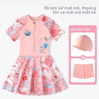 Đồ bơi liền thân Kuromi & Frozen cho bé gái – Chống nắng, khô nhanh, kèm phụ kiện