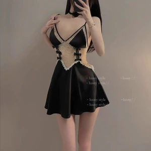 Shop Fat mm Bộ Đồ Ngủ Gợi Cảm Nữ Ice Silk Mỏng Vú Nhỏ Cảm Xúc Quần Lót Size Lớn Ren Sling Váy Ngủ