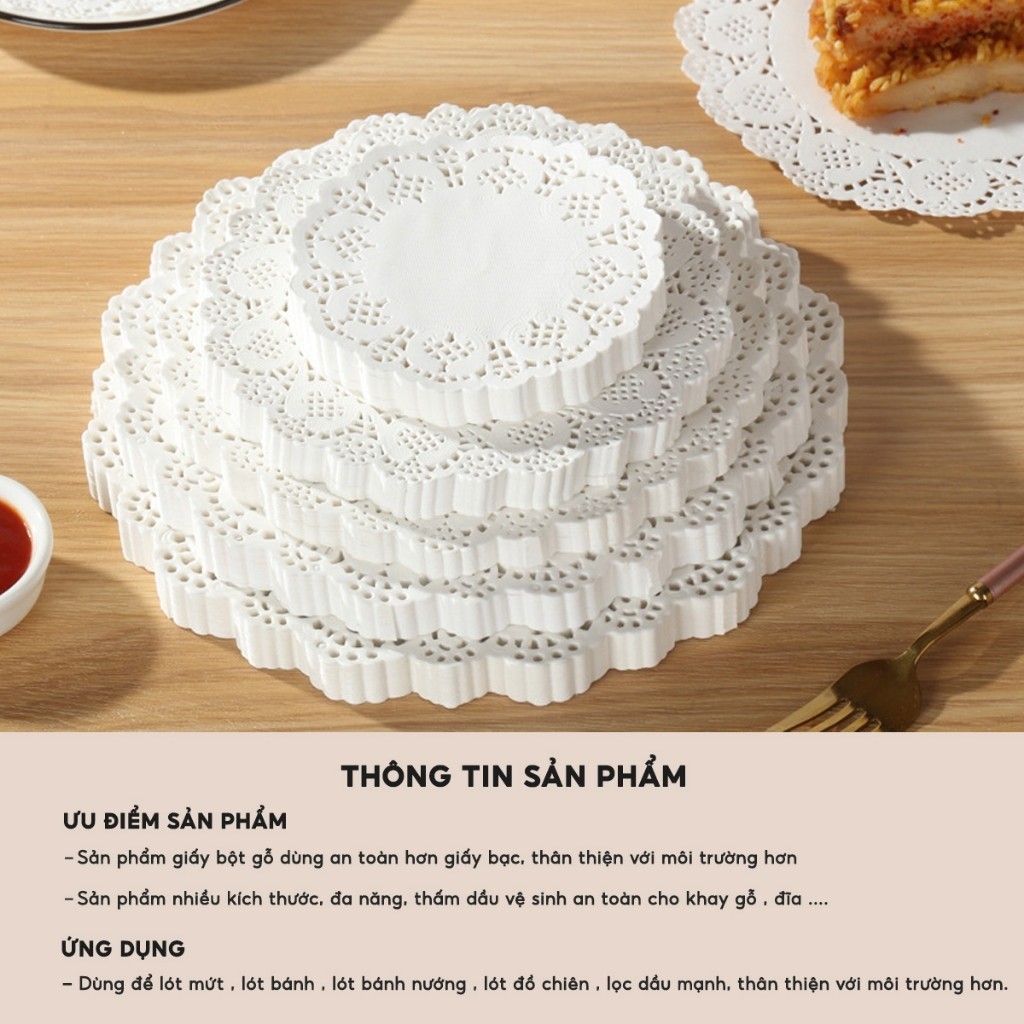 COMBO 140 Giấy Thấm Dầu Ăn Lót Bánh Giấy Nến Đục Lỗ Tròn Thấm Dầu Mỡ Chiên Dán Nồi Chiên