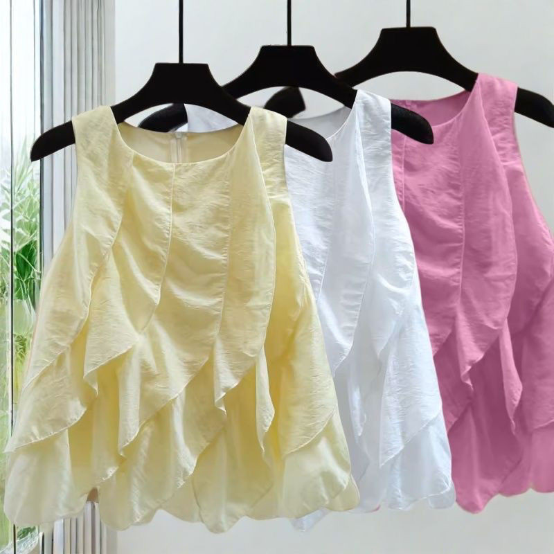 Áo cổ tròn phiên bản Hàn Quốc dáng rộng, phù hợp mùa hè