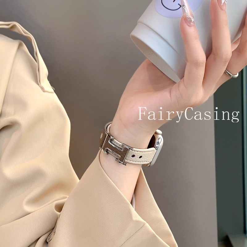 Dây da họa tiết vải thiều cho Apple Watch 42 46mm 44 45mm 41 40mm Vòng tay cho IWatch Ultra 2 49mm Series 10 9 8 7 6SE