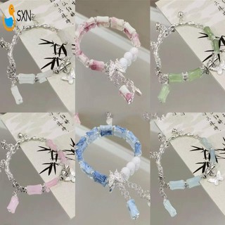 Vòng tay hạt thủy tinh phong cách tự nhiên với thiết kế bướm quyến rũ