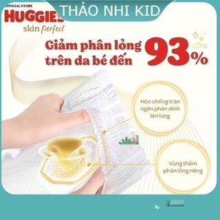 Tã/bỉm dán sơ sinh Huggies Skin Perfect NB70+6/S54+6/S80+2/M76+3 miếng với 2 vùng thấm giảm kích ứng da