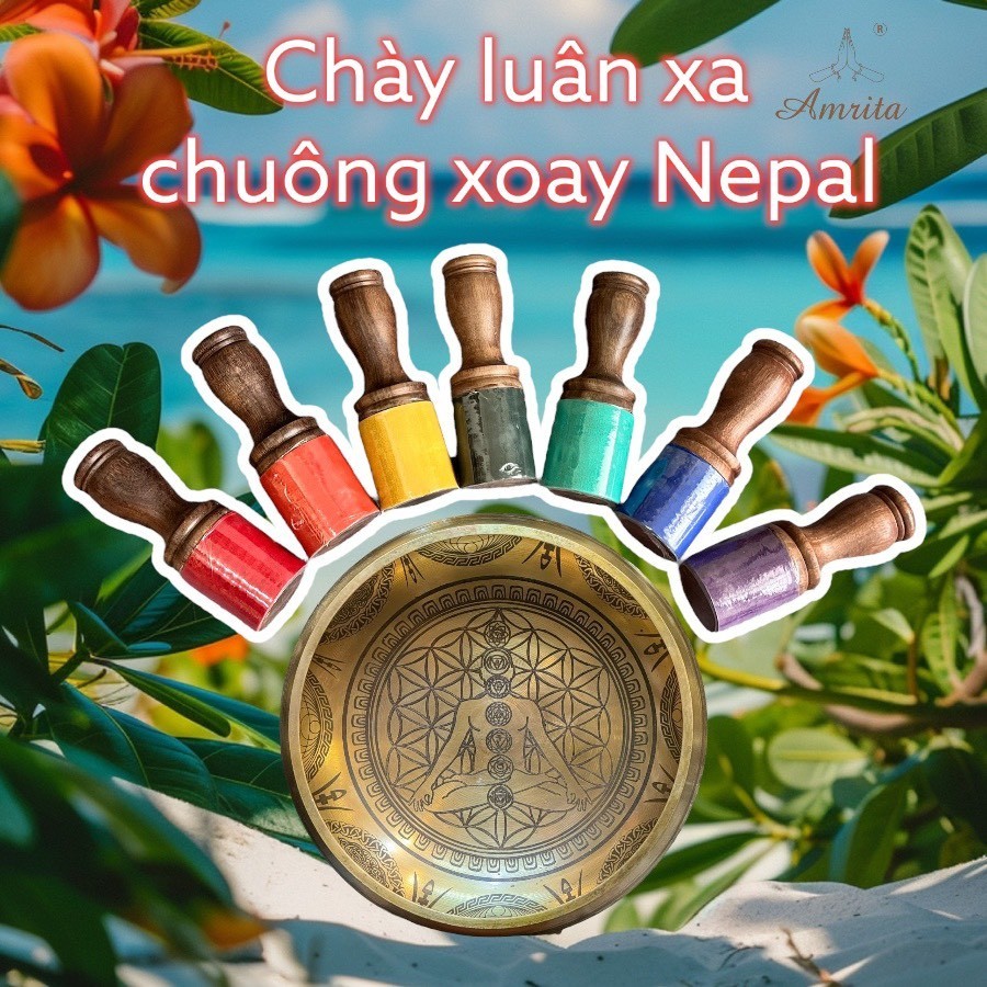[Chính hãng] Chày chuông xoay luân xa bọc da Nepal-Chùi chuông xoay Tây Tạng- Mallet Striker - Wooden Striker - Amrita