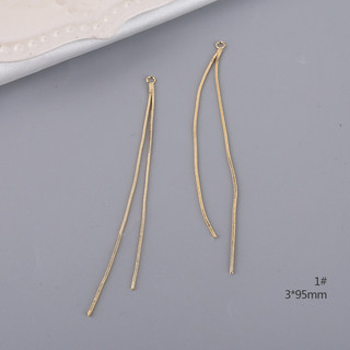 Mạ Đồng Vàng Thật Có Tua Rua Treo Nhẫn Đôi Dài Kẻ Sọc Zircon Màu Giữ Đuôi Dây Xích diy Handmade Bông Tai Phụ Kiện Trang Sức Chất Liệu