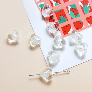 Trong Suốt Vàng Nhăn Phong Cách Nhật Bản Kính Trái Tim Lỗ Thẳng Hạt DIY Handmade Trang Sức Tay Vòng Cổ Bông Tai Hạt Phụ Kiện