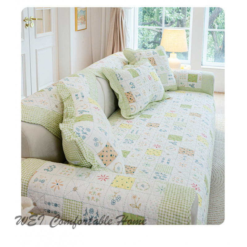 Kem Phong Cách Sofa Đệm Chống Trơn Trượt Phong Cách Mục Vụ Sofa Bao Bốn Mùa Đa Năng Cotton Nguyên Chất Sofa Khăn Cotton Đệm