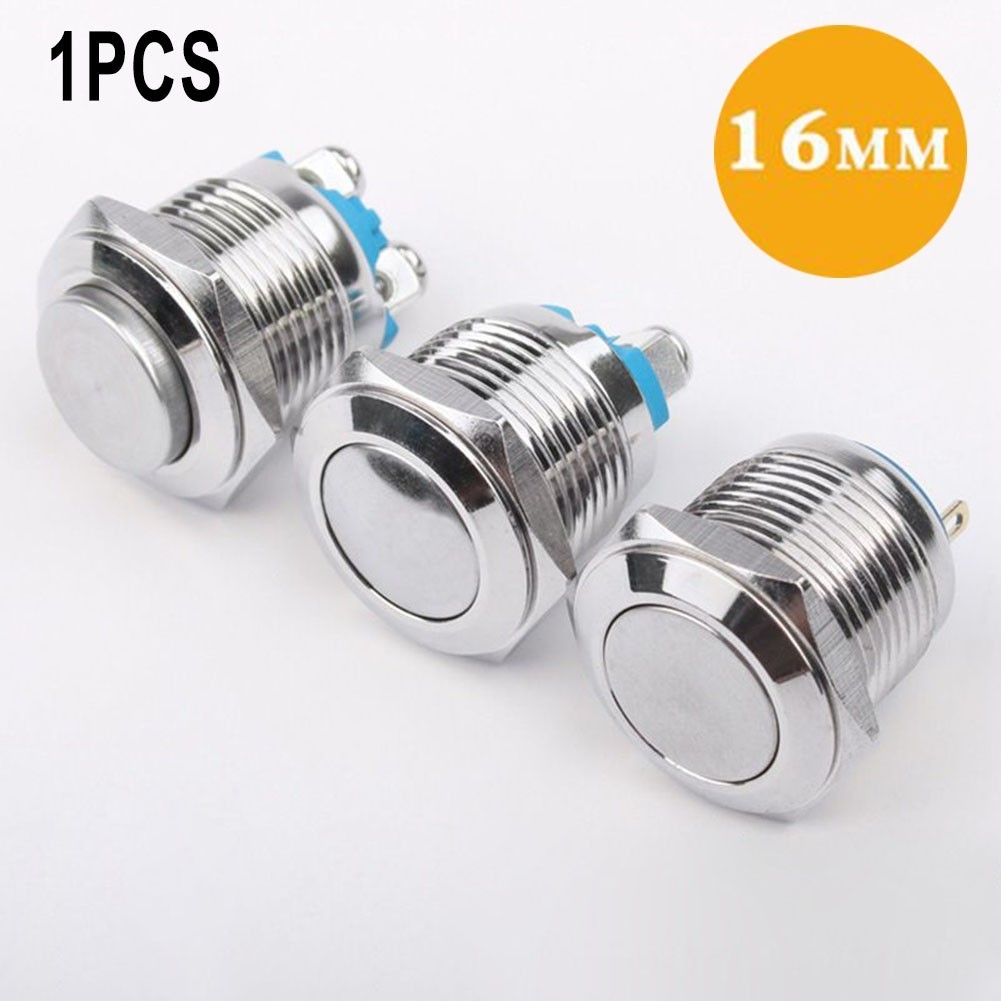 Luvn12v 16mm Nút nhấn chống nước bằng kim loại tạm thời KHÔNG có công tắc còi khởi động bằng đồng thau