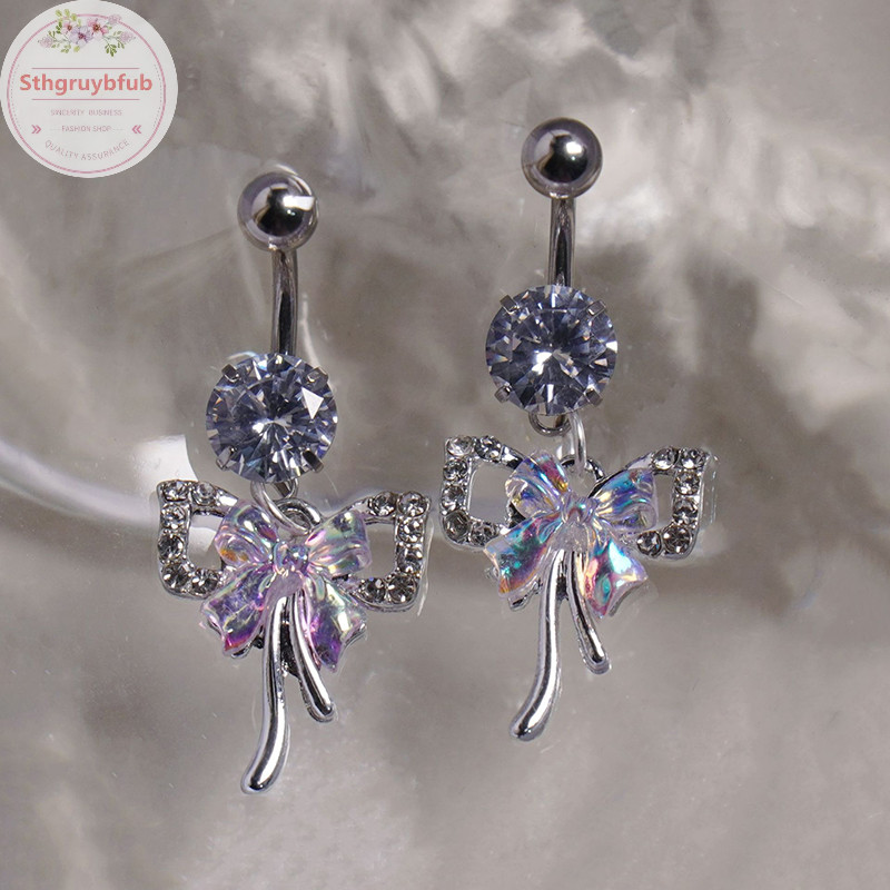 Sthb Tinh Tế Flash Zircon Nơ Thép Không Gỉ Bụng Nút Nhẫn Nữ Thời Trang Rốn Nhẫn Gợi Cảm Cơ Thể Trang Sức Quà Tặng VN